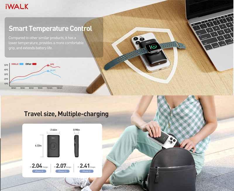 iWalk Mag-X 10000mAh Magnetic Wireless Battery for iPhone & Apple Watch - Black iWalk Mag-X 10000mAh Magnetic Wireless Battery for iPhone & Apple Watch - Black